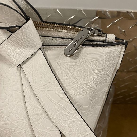 KARL LAGERFELD PARIS NWT Chantelle Floral Lace Tote -Winter White Purse, MP $168 - Picture 6 of 12